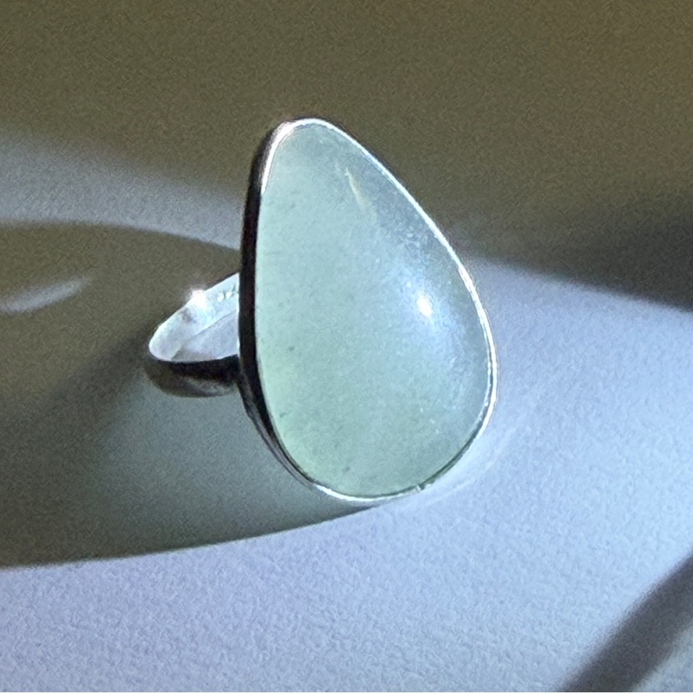 New Aventurine Elegant Green Quartz 925 Sterling Silver Tear Drop Artisan Ring - Picture 9 of 12